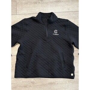 Marine Layer Sweater Mens 2XL XXL Black Quilted Soft Pullover Quarter Zip Casual